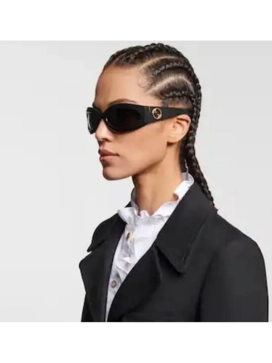 New Authentic GUCCI GG1247s 001 Black/Gold Oval sunglasses main image 7